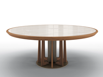 PETRUS - Round table in marble and canaletto walnut by BRUNO ZAMPA - view 2